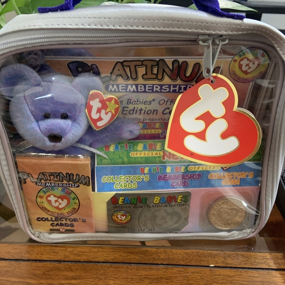 Ty Beanie Babies Official Club Platinum Membership Case Silver w/ Handle